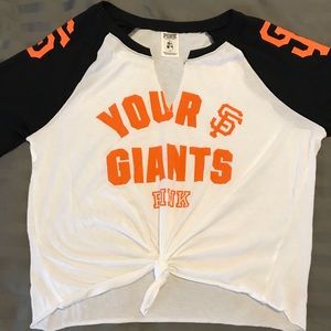 PINK SF GIANTS Split-Neck Baseball Tee